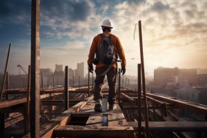 An engineer working on some scaffolding.